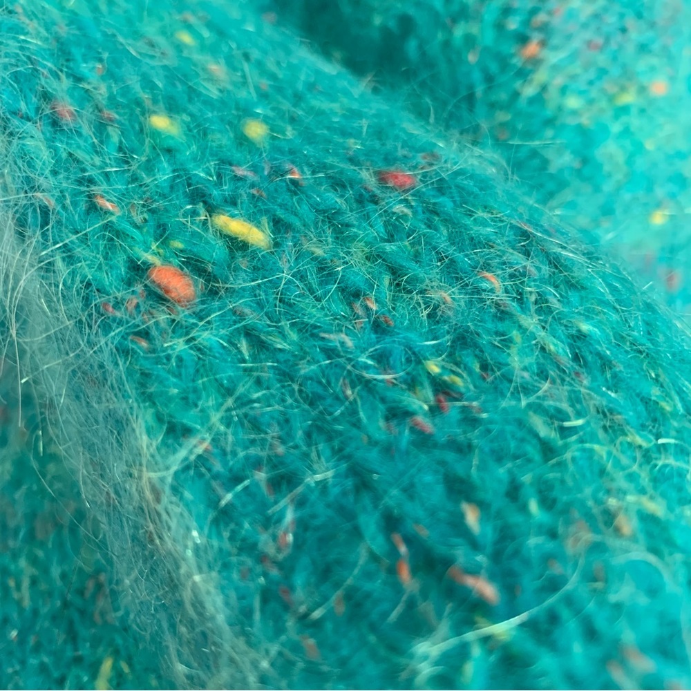 f u z z y :: Vintage Mohair Slouchy Turquoise Handmade Knit Sweater - Picture 11 of 14